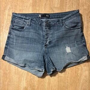 Kut from the Kloth Blue Jean Shorts with Distressed Cuffs